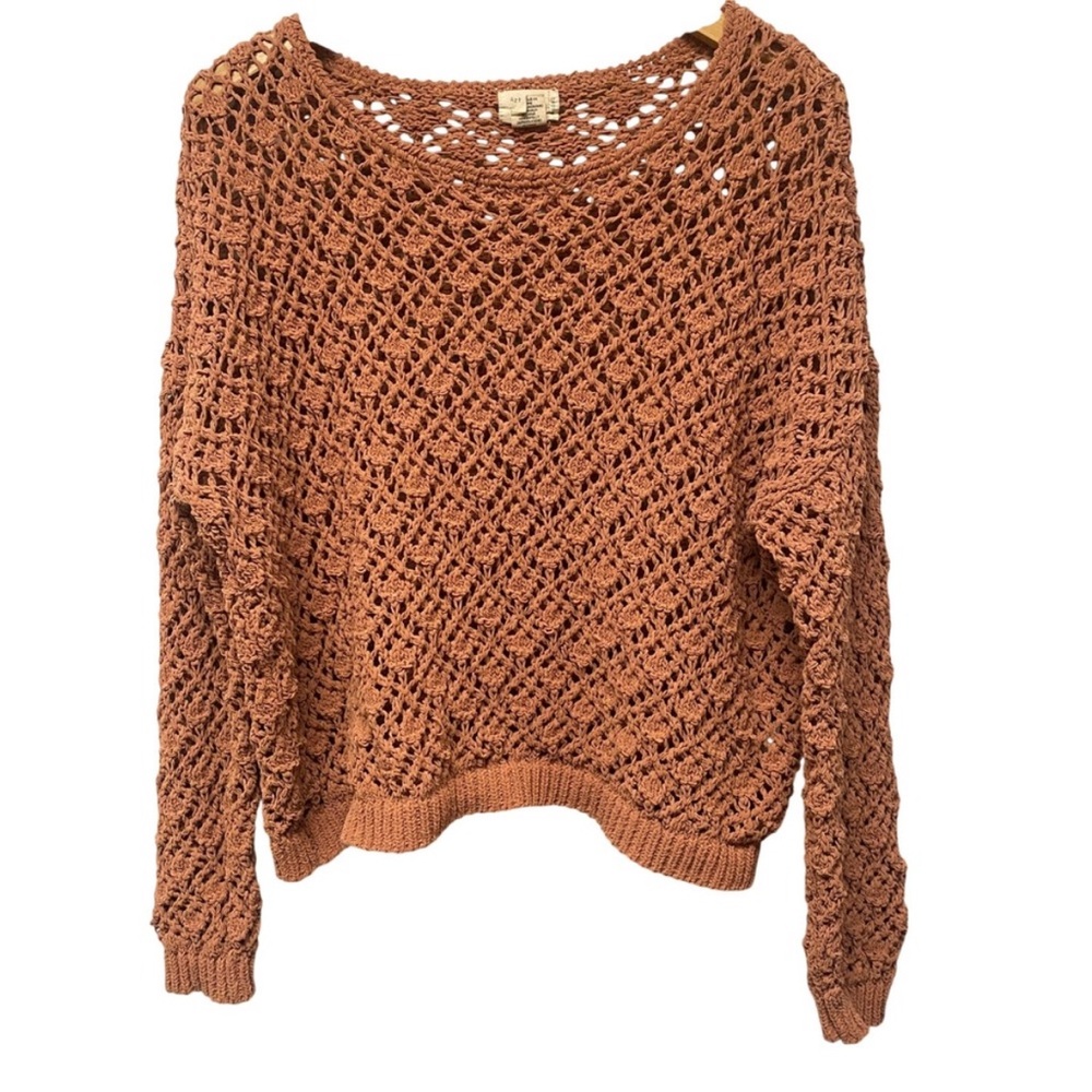 Women's Crochet Sweater - Burnt tan